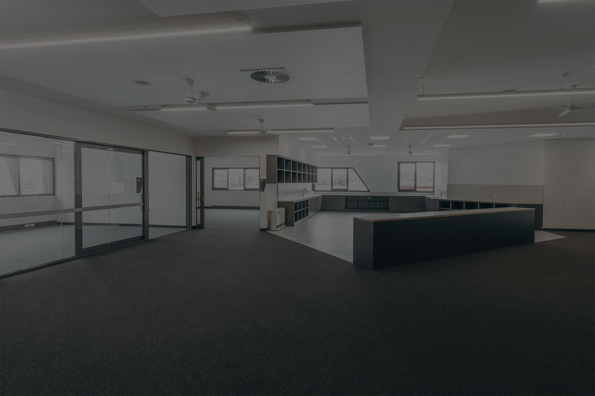 image of an acoustic sliding door system installed at a Victoria secondary school