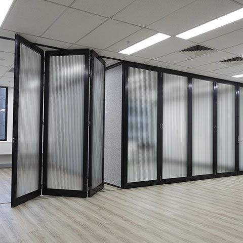 image of single glazed doors in corporate space