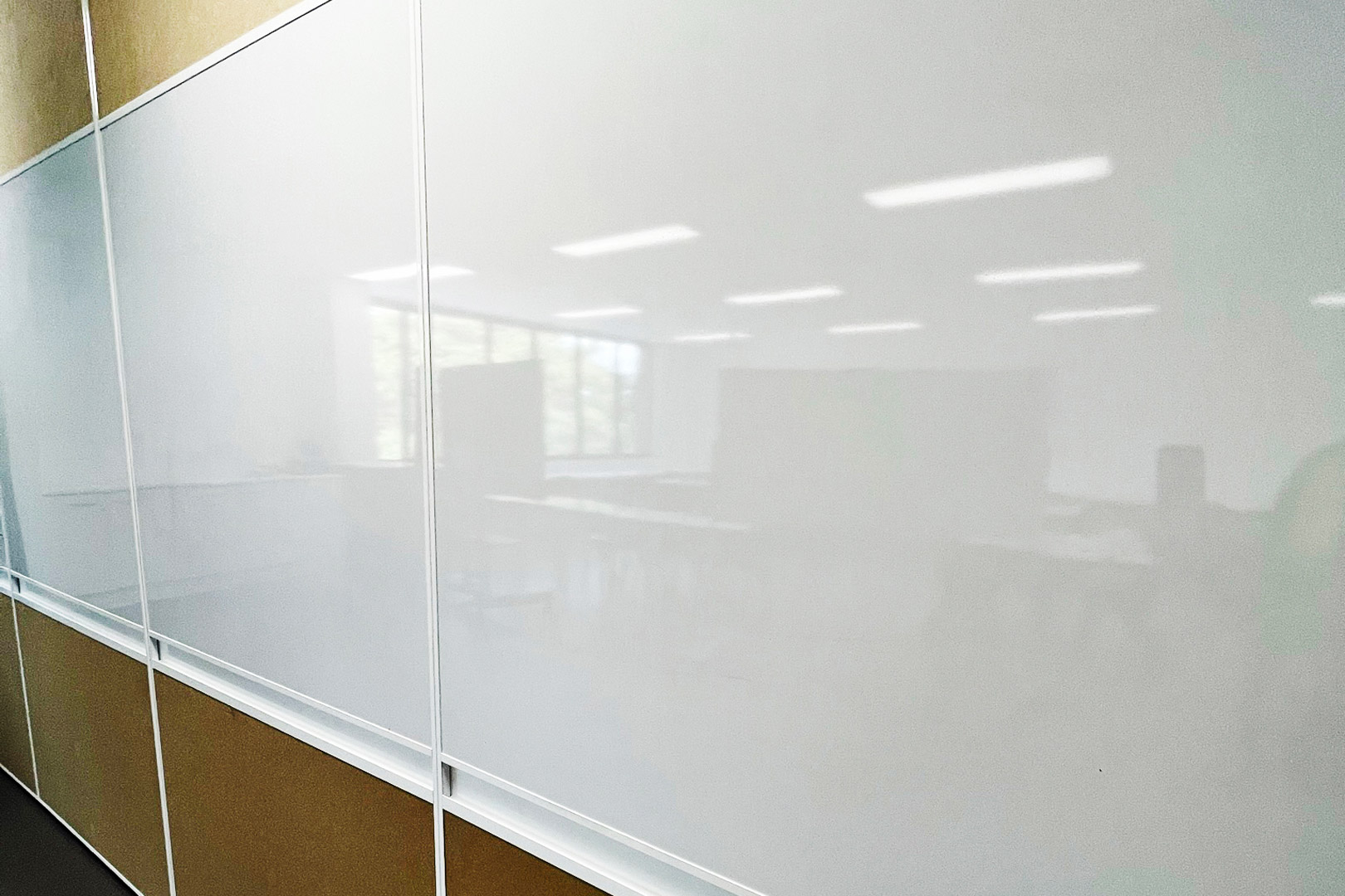whiteboard installed into an Optical operable wall system