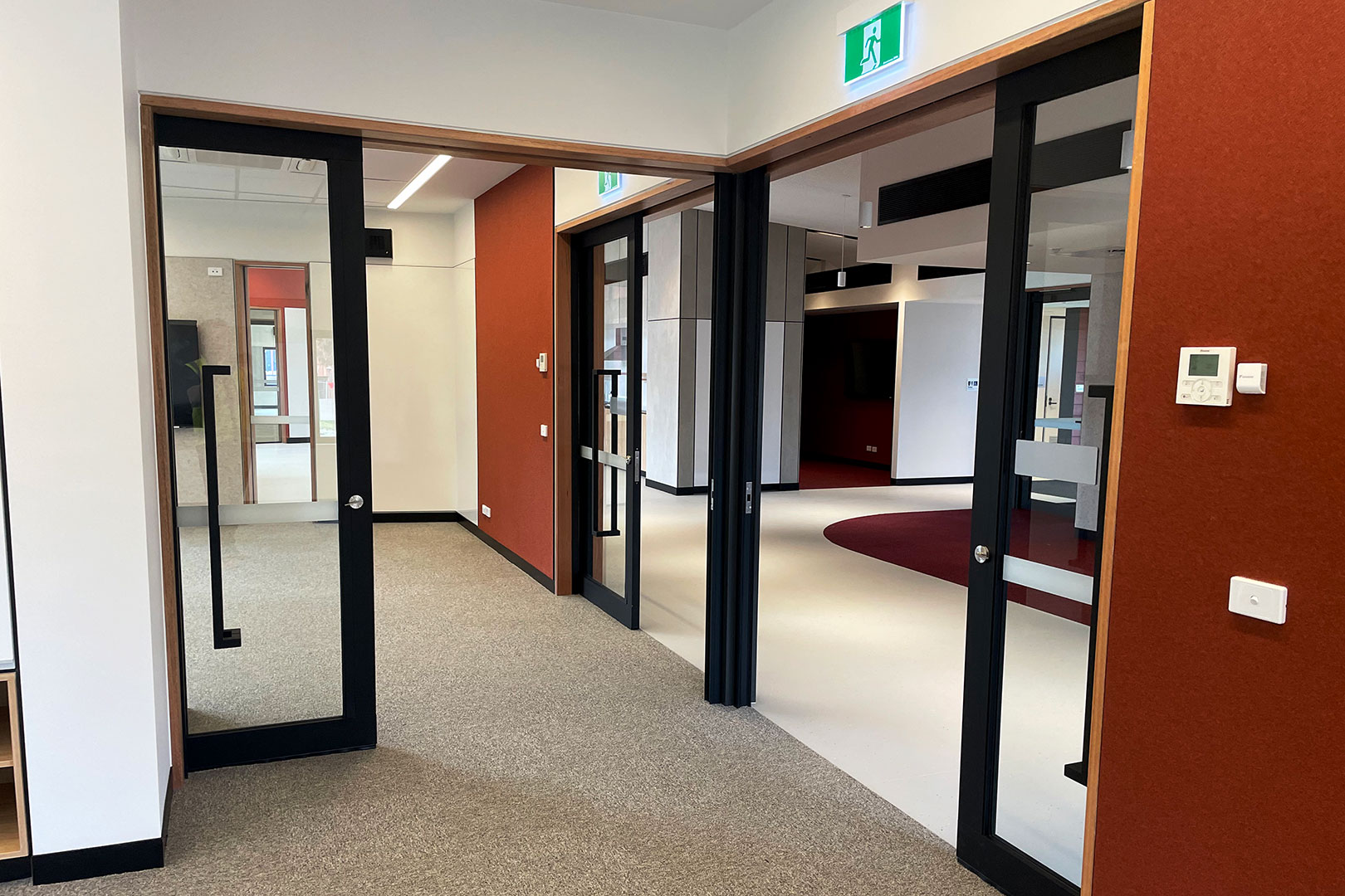 three acoustic sliders to create flexible learning areas in school
