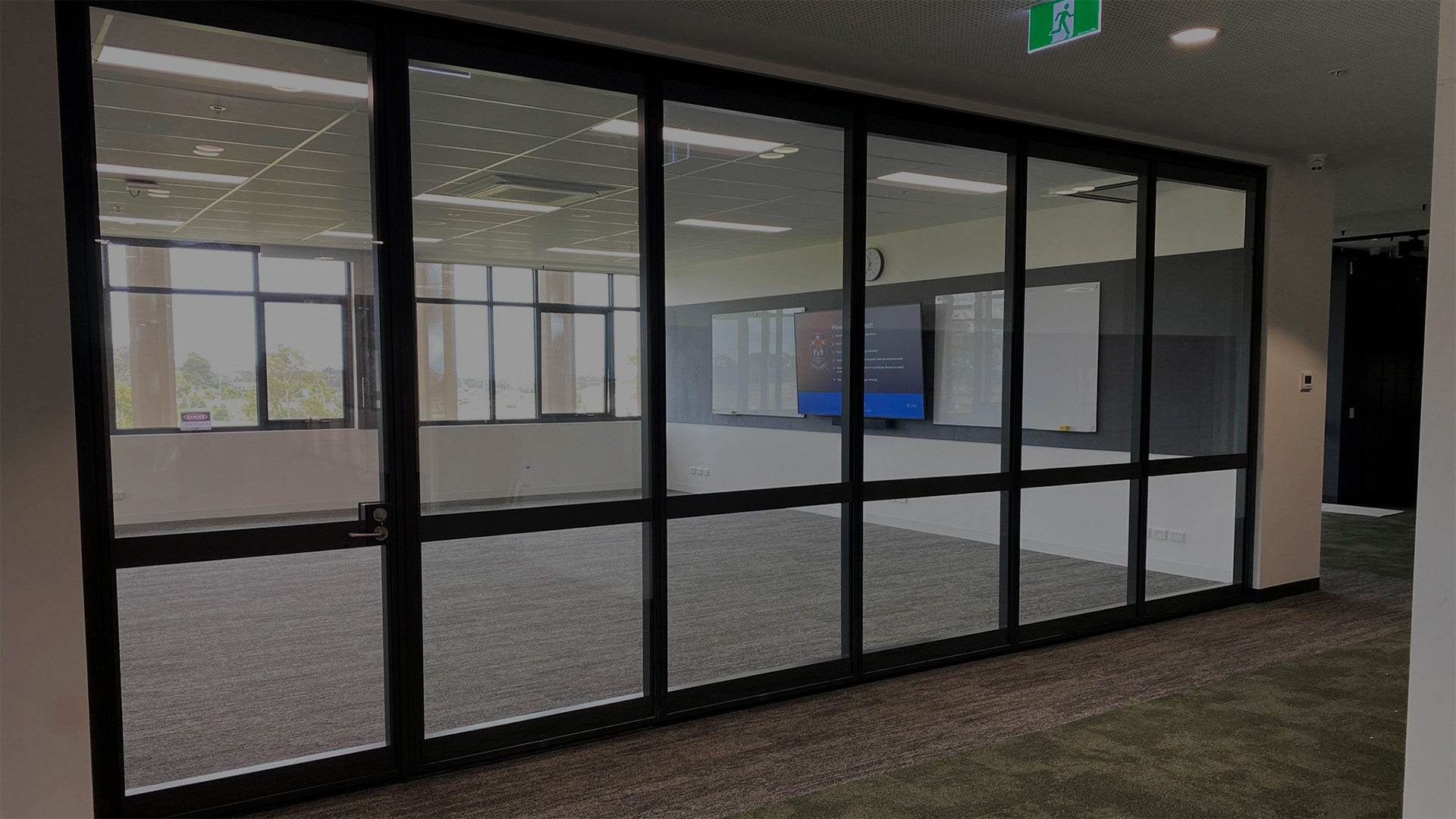 glazed operable wall system installed in a school