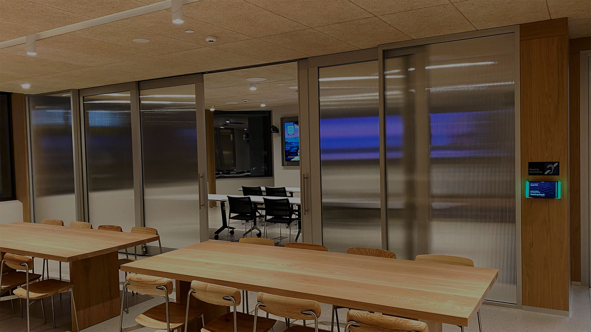 glazed slider with high acoustic rating for internal fitout