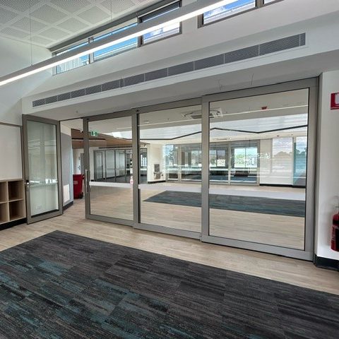 Evolve sliding door system with pivot pass door