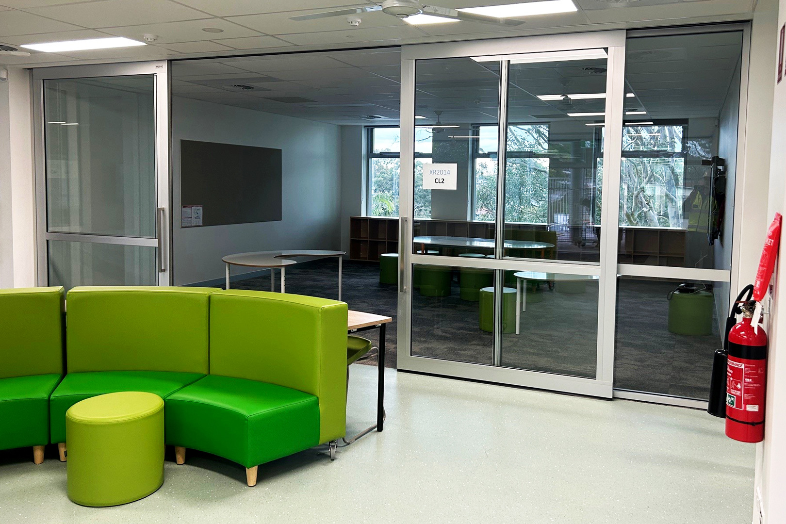 dual glazed sliders for an education facility